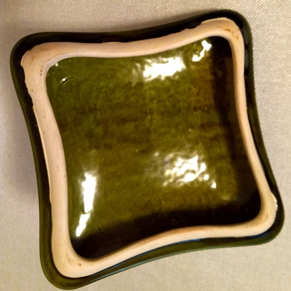 Vintage Wade Of California Green Drip Glazed Square Lidded Dish - Picture 7 of 7
